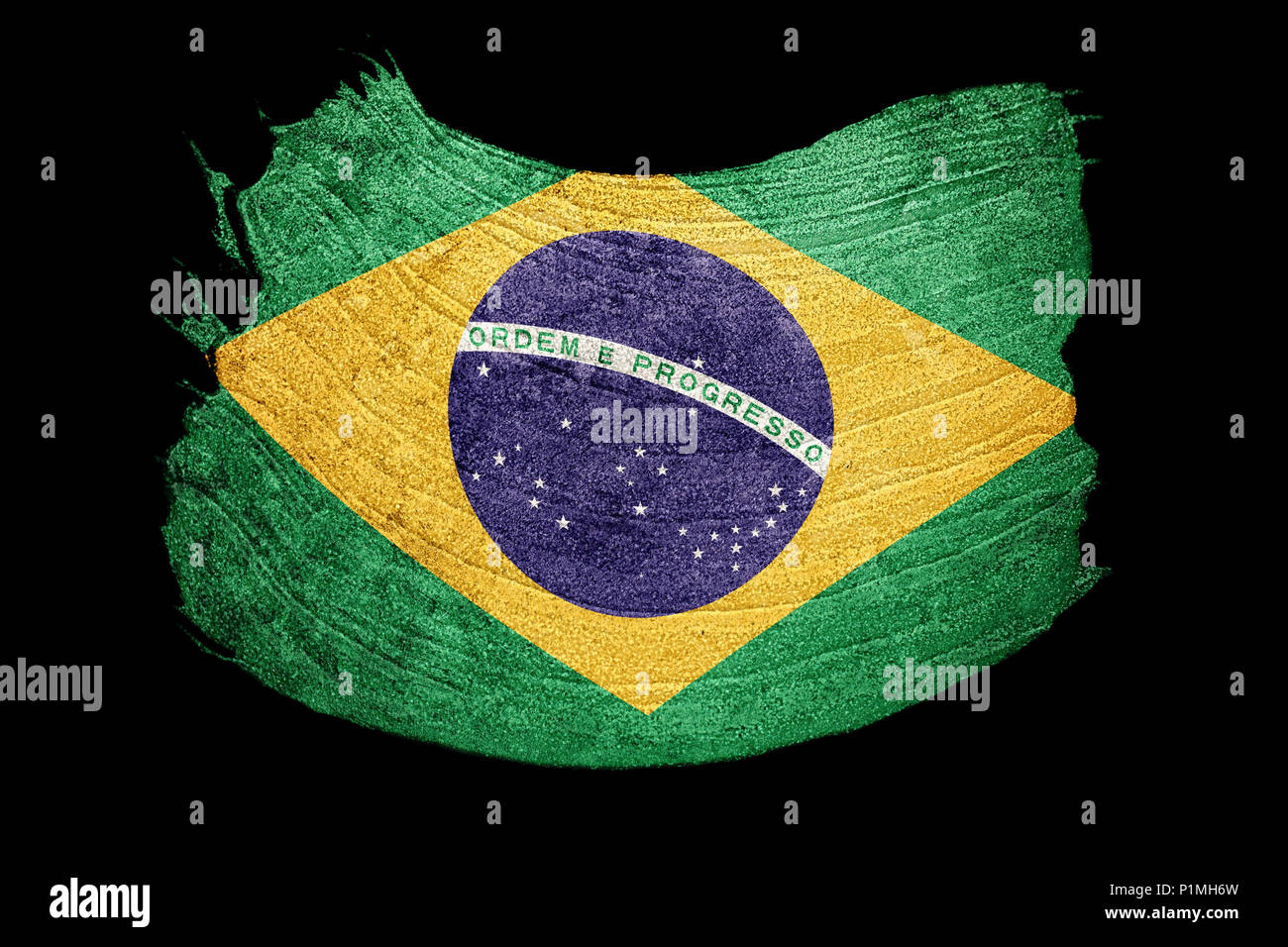 Grunge Brasil flag. Brazilian flag with grunge texture. Brush stroke ...