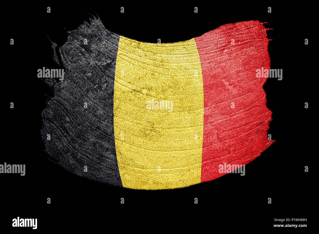 Grunge Belgium flag. Belgian flag with grunge texture. Brush stroke ...