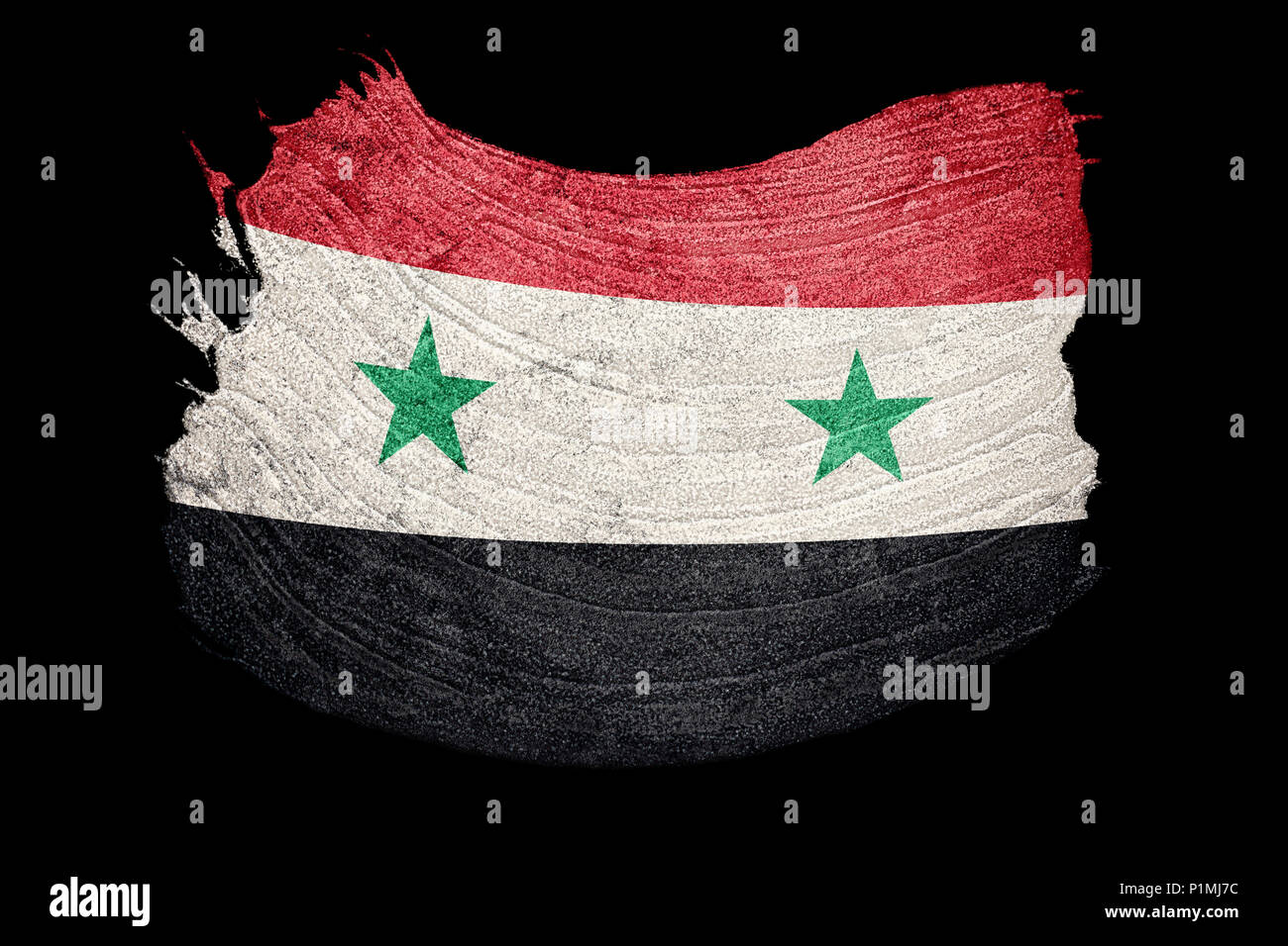 Grunge Syria flag. Syrian flag with grunge texture. Brush stroke. Stock Photo