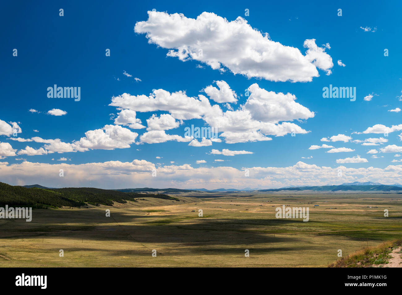 View west of high altitude basin South Park valley from Kenosha Pass; central Colorado; USA