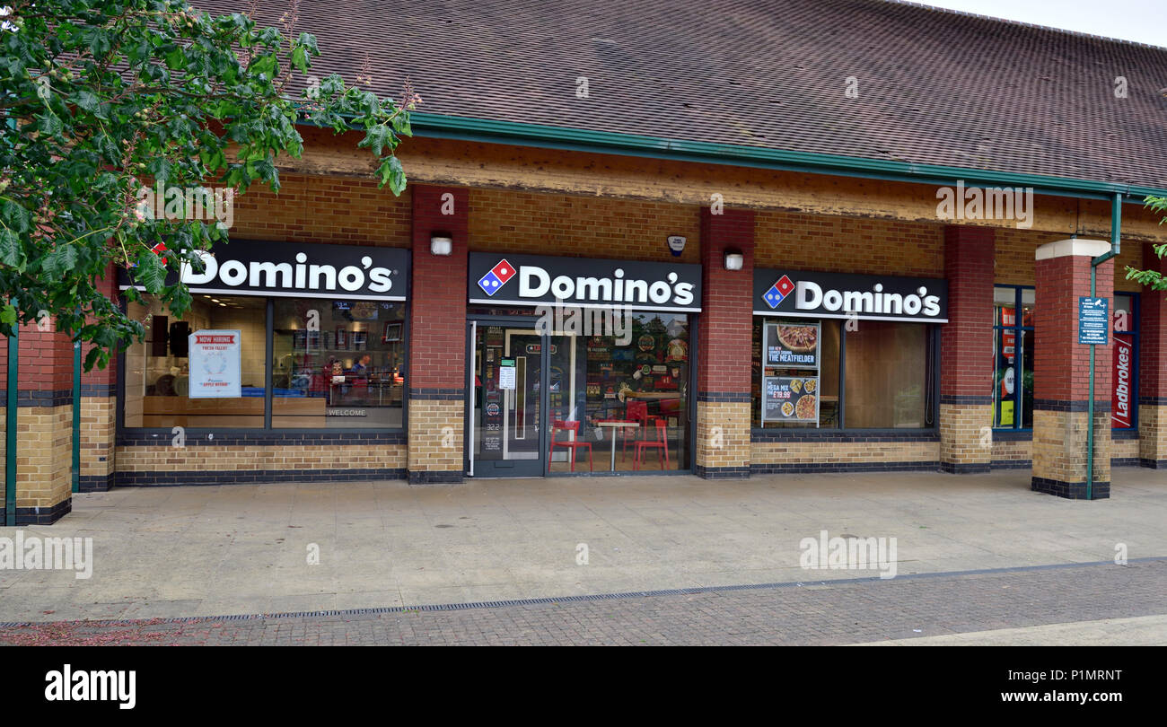 Outside Domino's Pizza fast food restaurant in Emersons Green Retail Park, Bristol Stock Photo