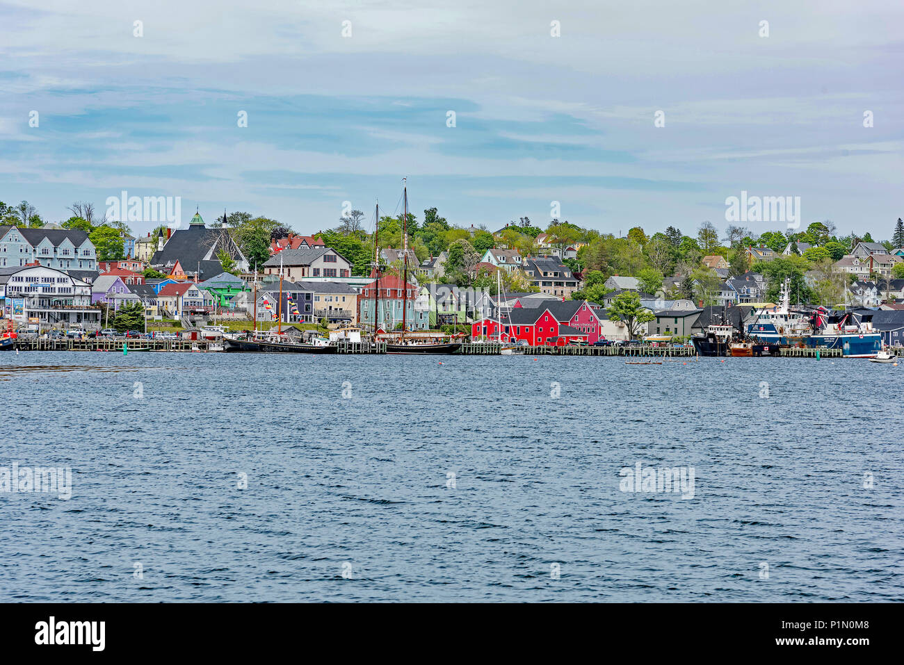Lunenburg waterfront from across the bay. Lunenburg, Nova Scotia, Canada. Stock Photo