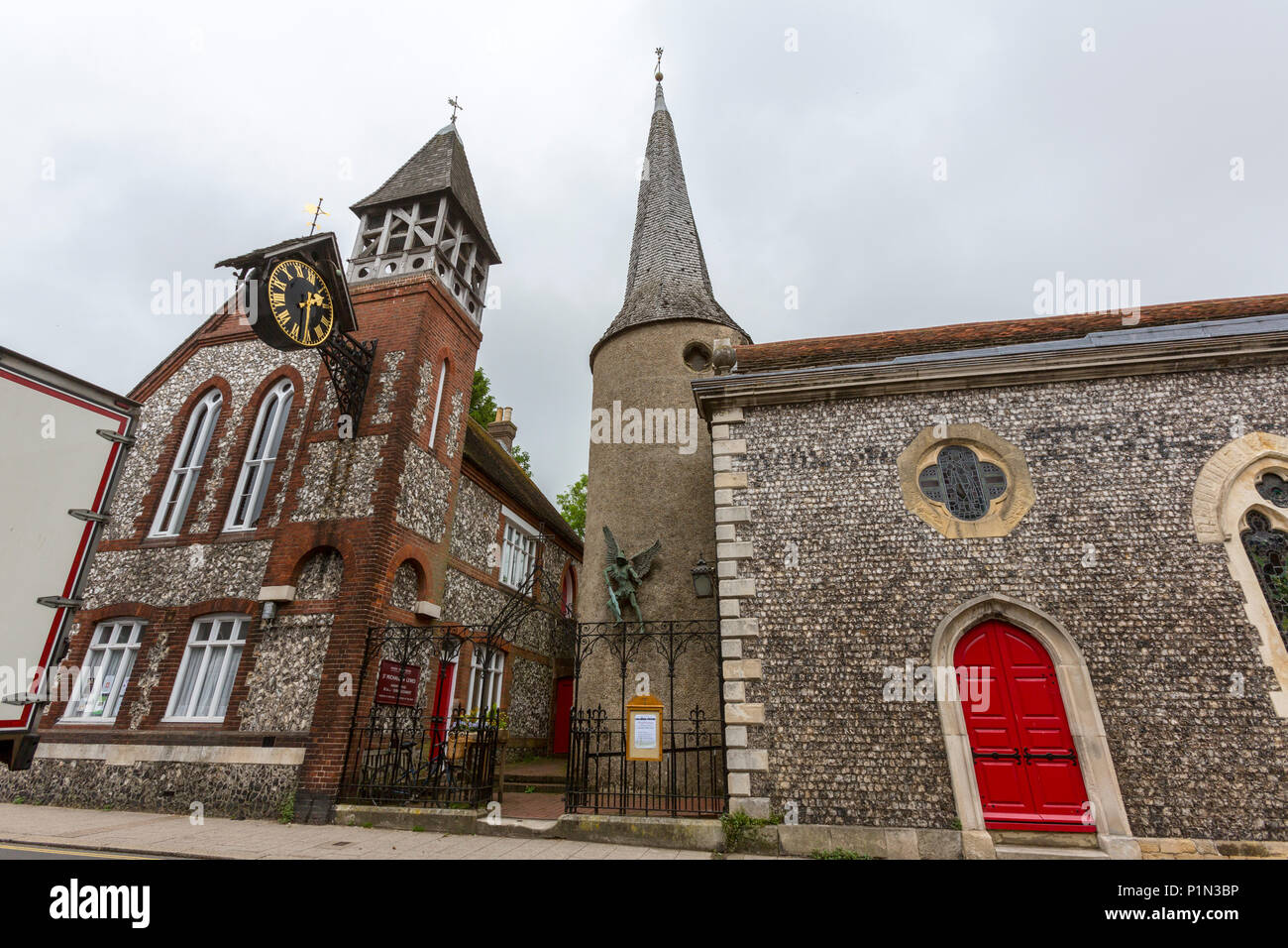 Bell tower and St Michaels Church, School Hill in the centre of Lewes