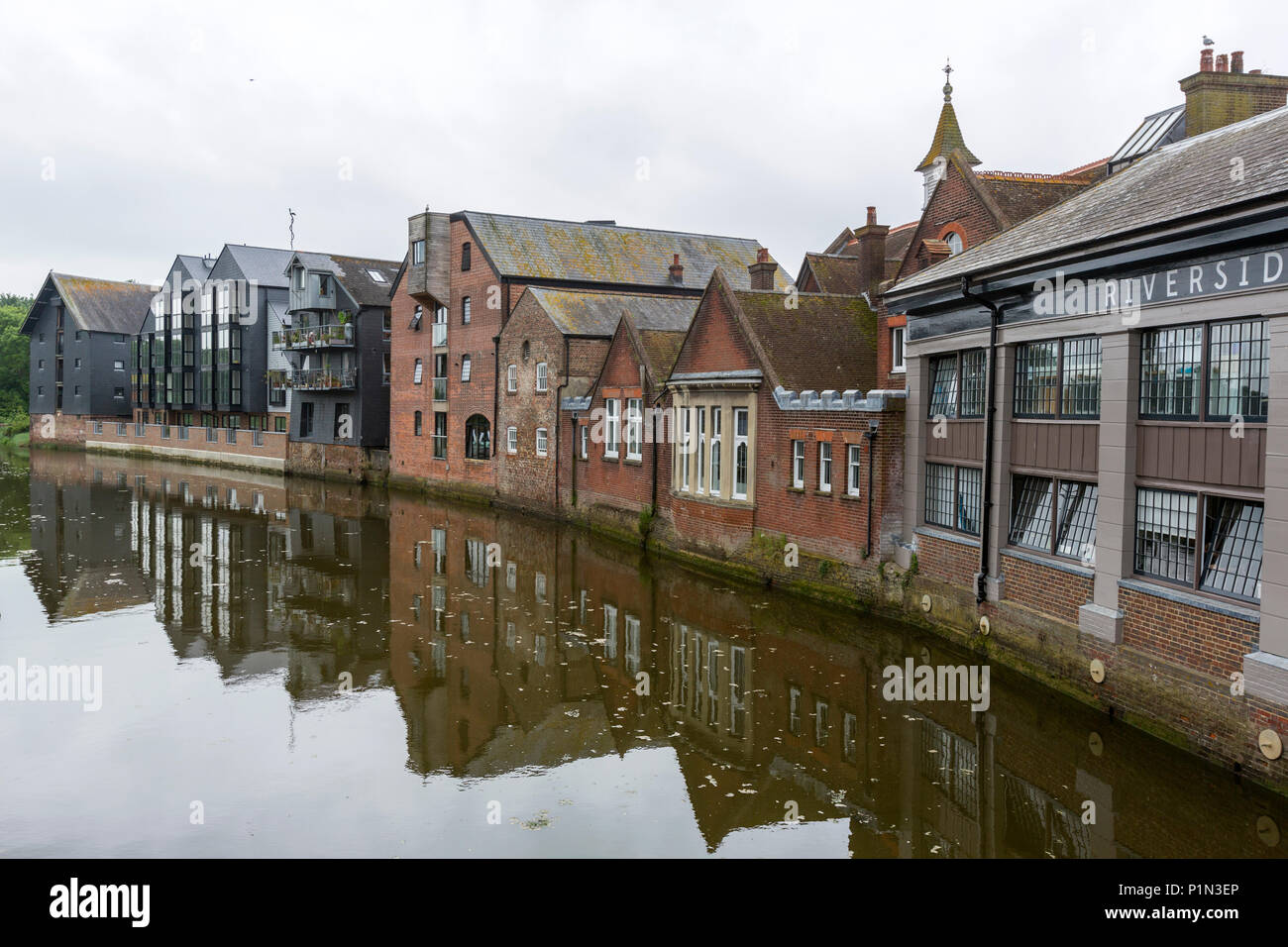 River Ouse and Harveys Brewery, Lewes, East Sussex, England, UK Stock