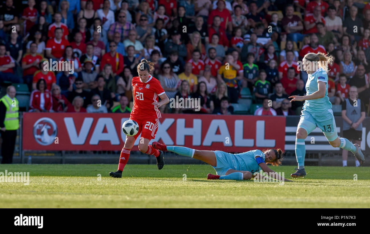 Newport, Wales. 12th June 2018. Wales v Russia, World Cup Qualifier 2019, Newport Stadium, Newport, Wales, 12/6/18: Helen Ward of Wales skips forward Credit: Andrew Dowling/Influential Photography/Alamy Live News Stock Photo