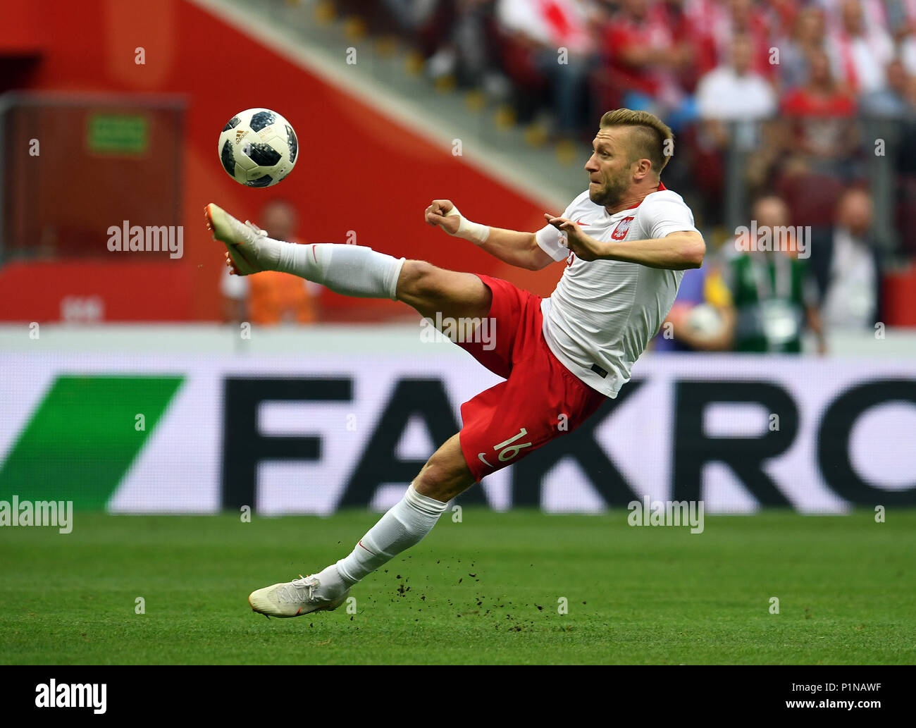 Warsaw, Poland. 12th June, 2018. Jakub Blaszczykowski of Poland competes during a friendly soccer match between Poland and Lithuania in Warsaw, Poland, on June 12, 2018. Poland won 4-0. Credit: Maciej Gillert/Xinhua/Alamy Live News Stock Photo