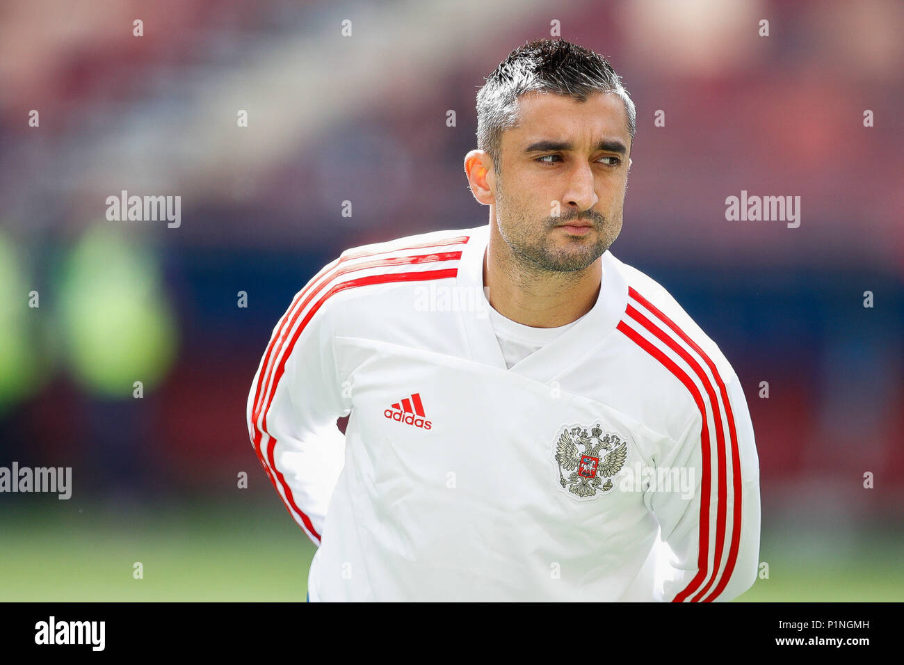 MOSCOU, MO - 13.06.2018: GENERAL PICTURES MOSCOW 2018 - Aleksandr Samedov of Russia during the official training before the opening game of the 2018 FIFA World Cup between Russia and Saudi Arabia held at the Lujniki Stadium in Moscow, Russia. (Photo: Marcelo Machado de Melo/Fotoarena) Stock Photo