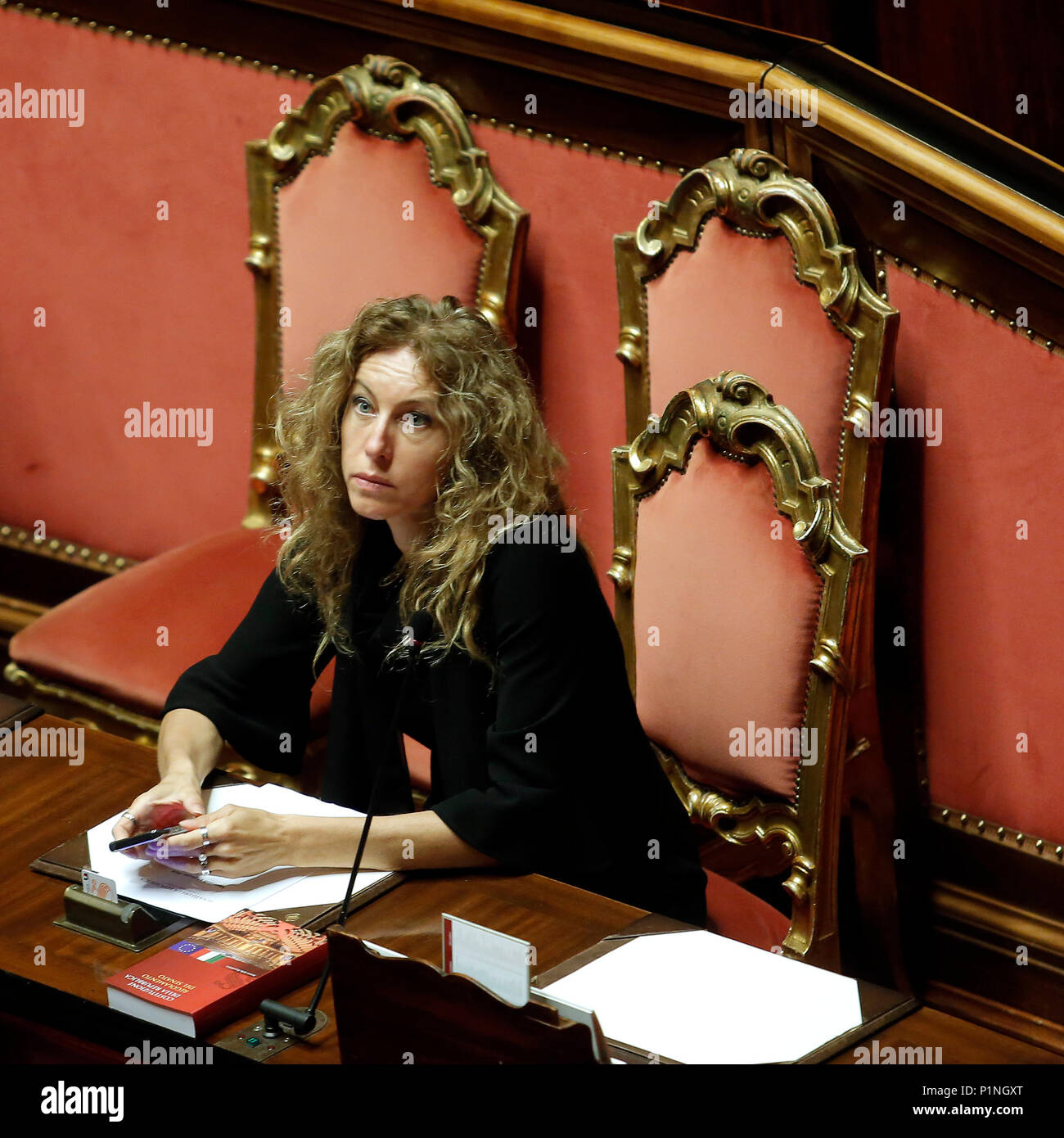 Rome, Italy. 13th June 2018. Erika Stefani Ministro Affari Regionali e Autonomie Roma 13/06/2018. Senato. Informativa del Ministro dell'Interno sulla vicenda dei migranti della nave Aquarius. Rome 13th of June. Senate. Speech of the Italian Minister of the Internal Affairs about the ship Aquarius, carrying migrants, rejected by the Italian Government and now leading to Spain. Foto Samantha Zucchi Insidefoto Credit: insidefoto srl/Alamy Live News Stock Photo