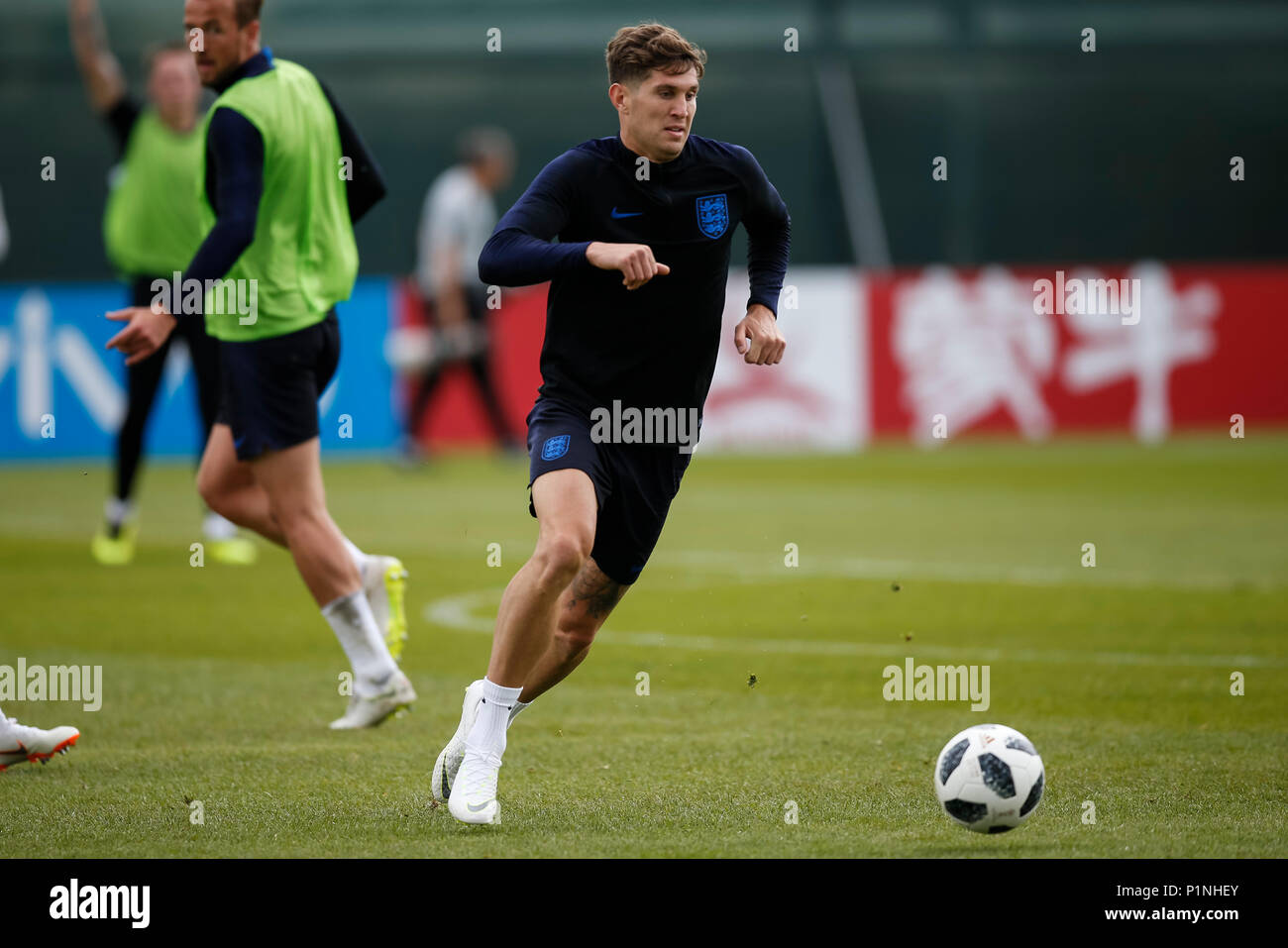 St Petersburg, Russia, 13th June 2018. John Stones of England during an England training session at Stadium Spartak Zelenogorsk on June 13th 2018 in Zelenogorsk, Saint Petersburg, Russia. (Photo by Daniel Chesterton/phcimages.com) Credit: PHC Images/Alamy Live News Stock Photo