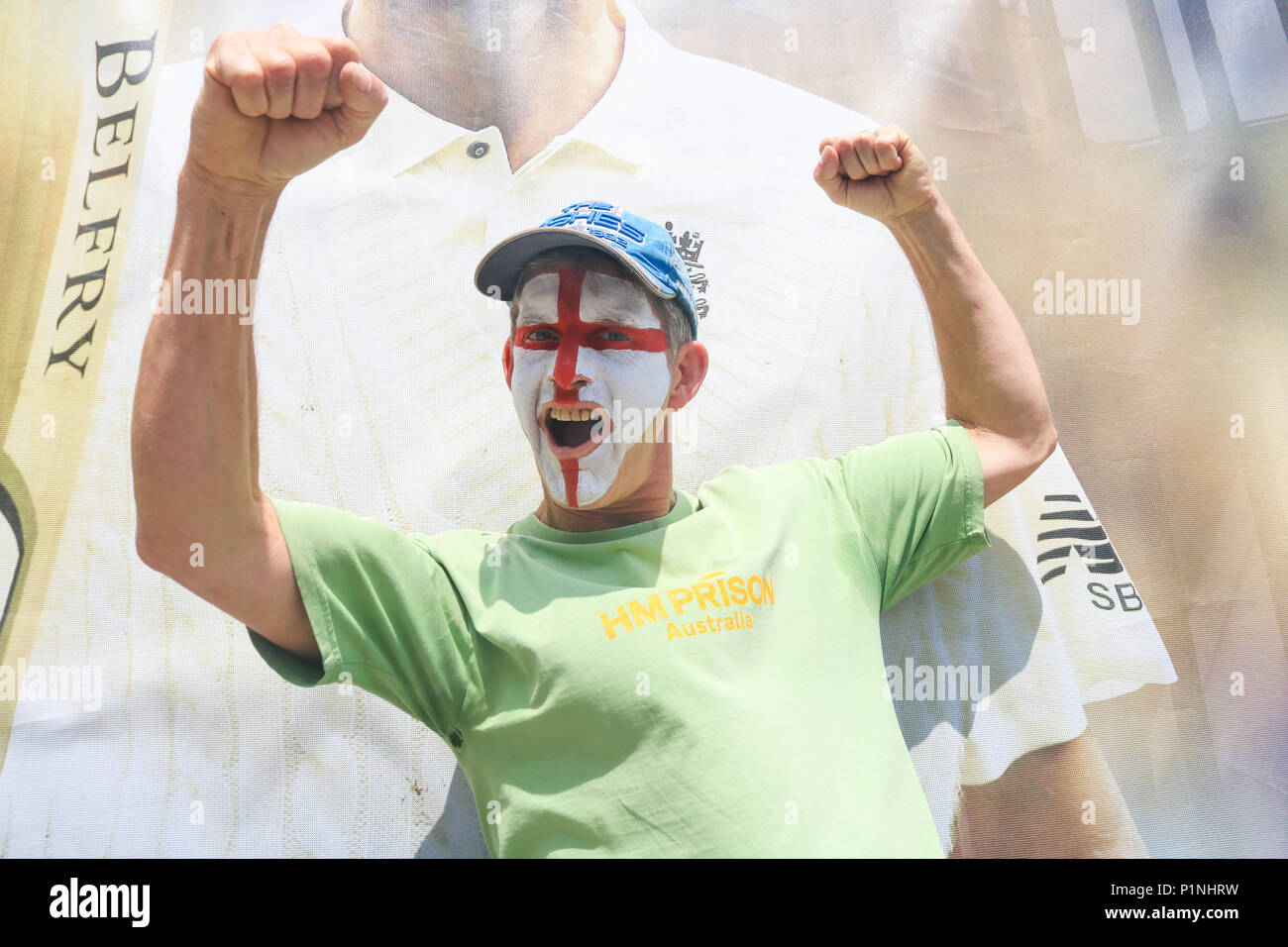 London UK. 13th June 2018.  An England with face paint  poses for a photograph on the first One Day International match between England and Australia at the Surrey Oval in Kennington Credit: amer ghazzal/Alamy Live News Stock Photo