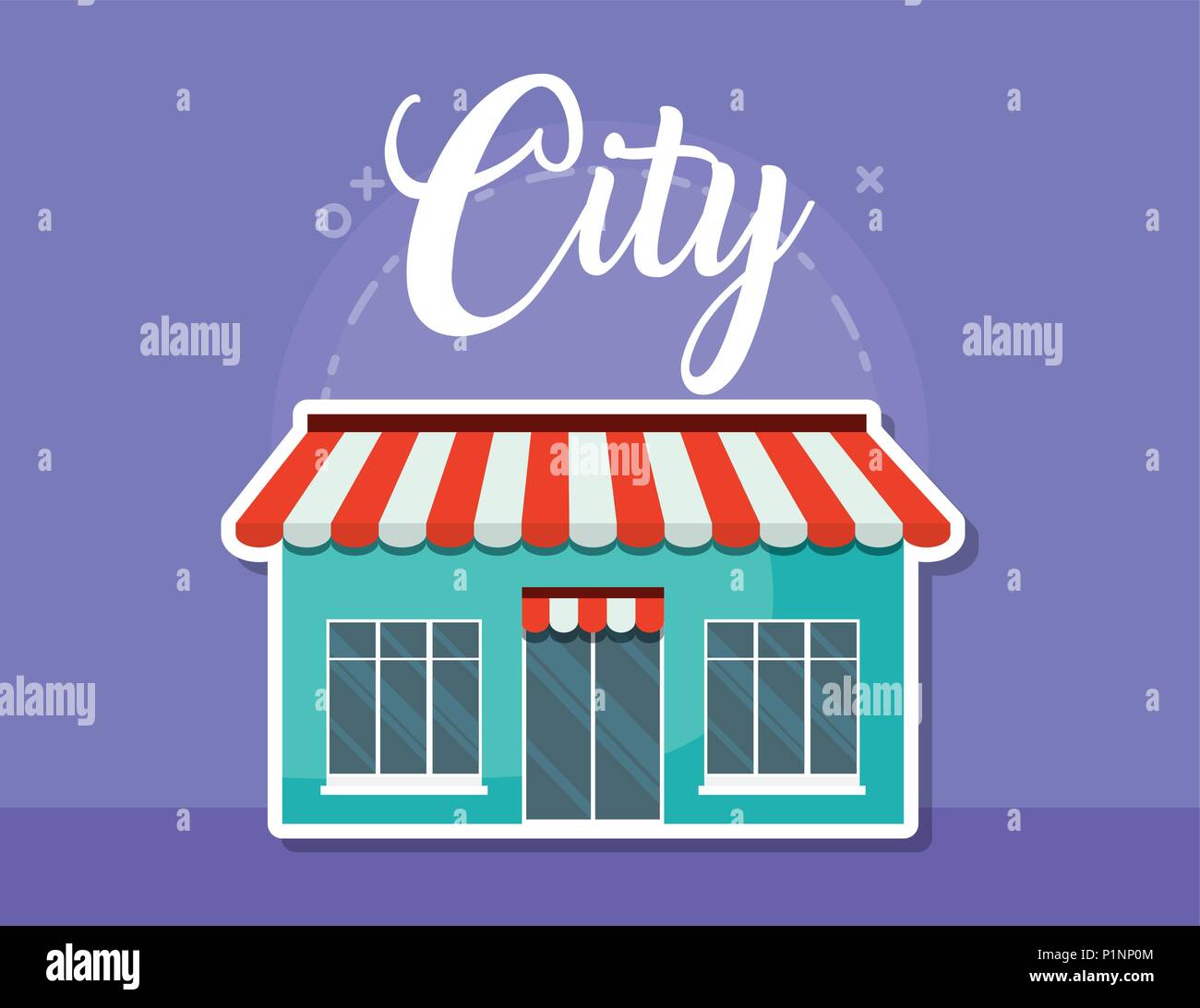 city store icon over purple background, colorful design. vector ...