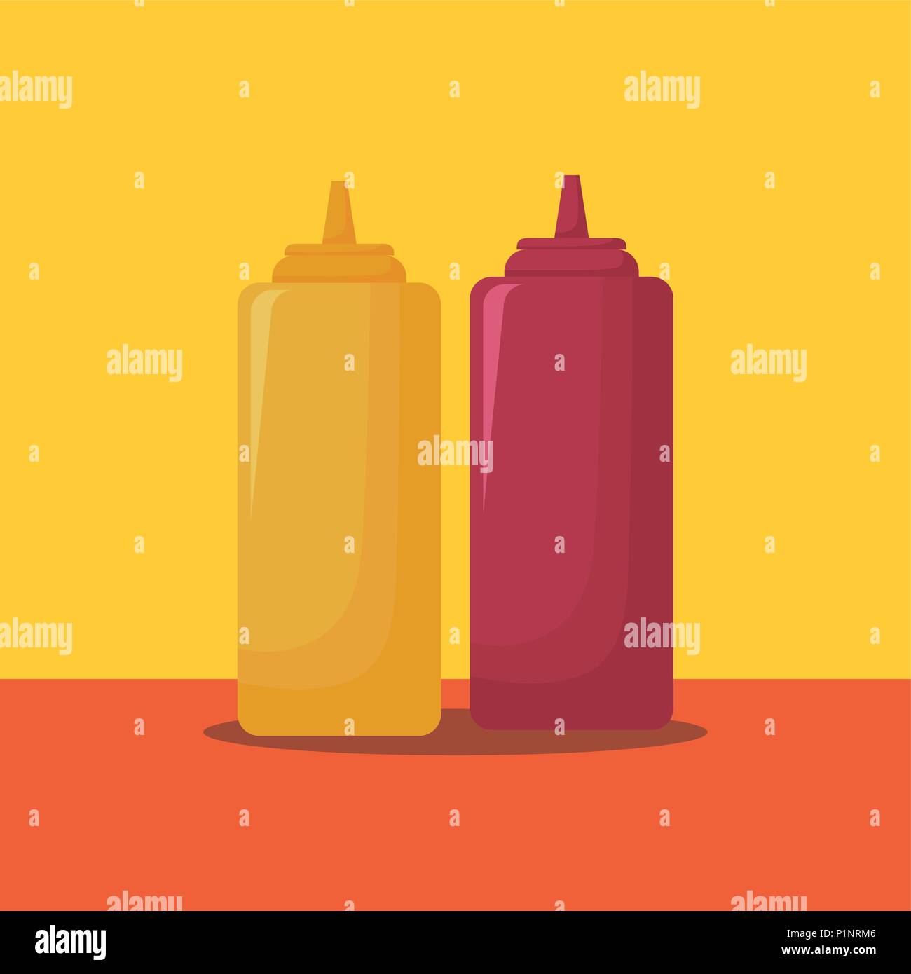Sauces Bottle Over Yellow Background Colorful Design Vector Illustration Stock Vector Image Art Alamy