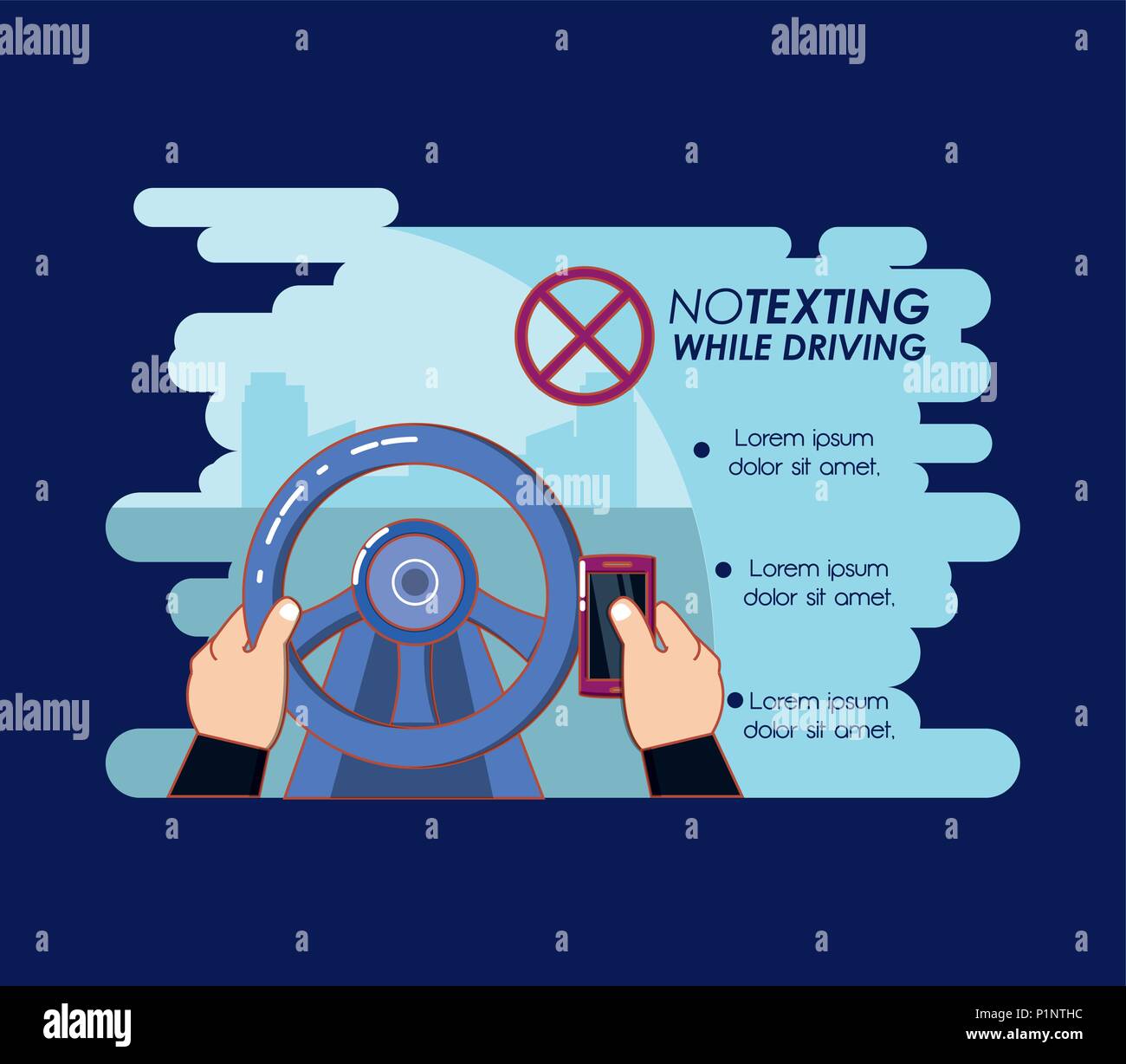 no texting while driving campaign vector illustration design Stock ...