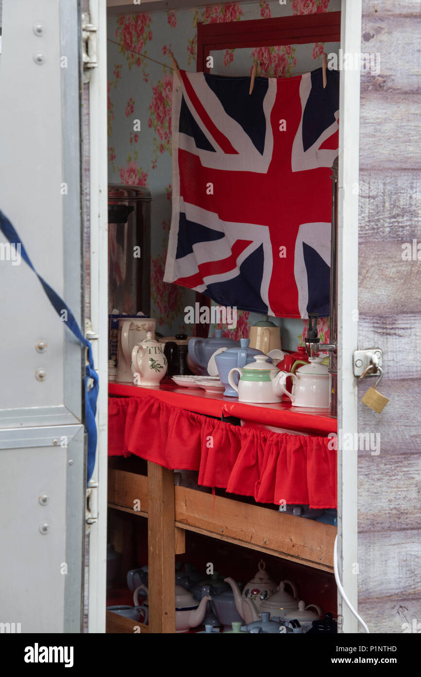 Vintage tea stall at a flower show. UK Stock Photo
