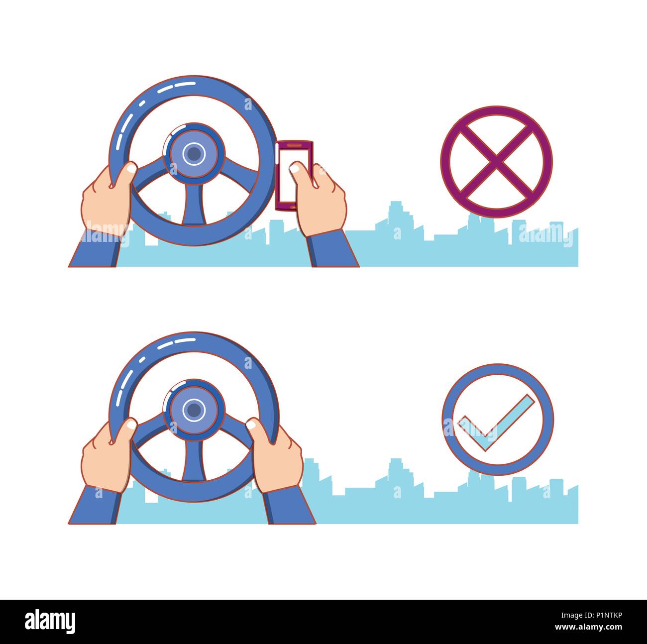 Mobile phone use while driving safety campaign Cut Out Stock Images