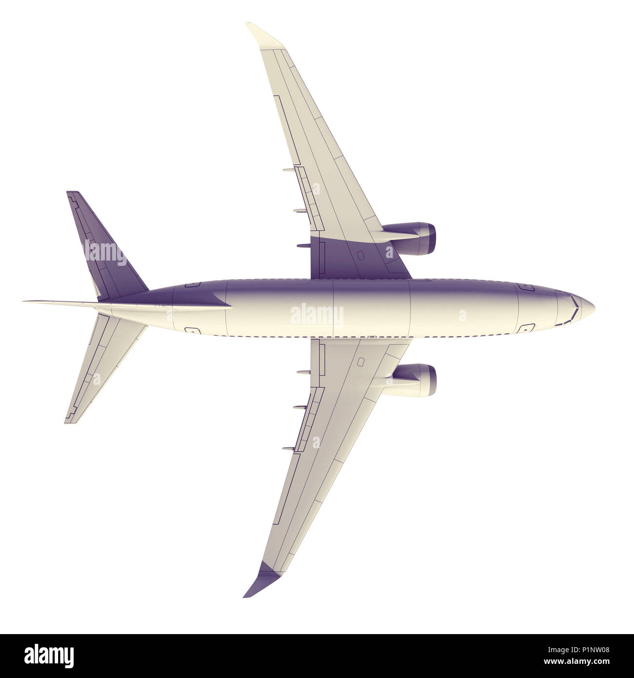 Commercial jet plane. 3D render. View from the top Stock Photo - Alamy