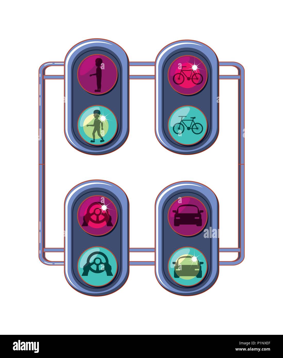 pedestrian traffic lights set vector illustration design Stock Vector ...