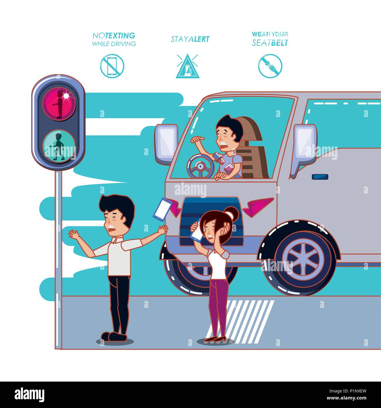 driver safely campaign label vector illustration design Stock Vector