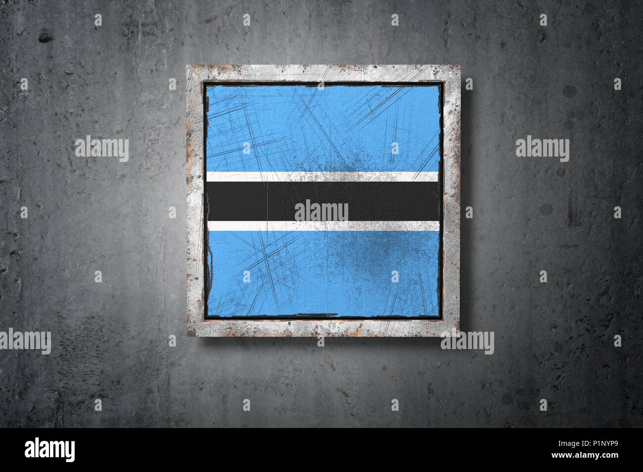 3d rendering of an old Botswana flag in a concrete wall Stock Photo - Alamy