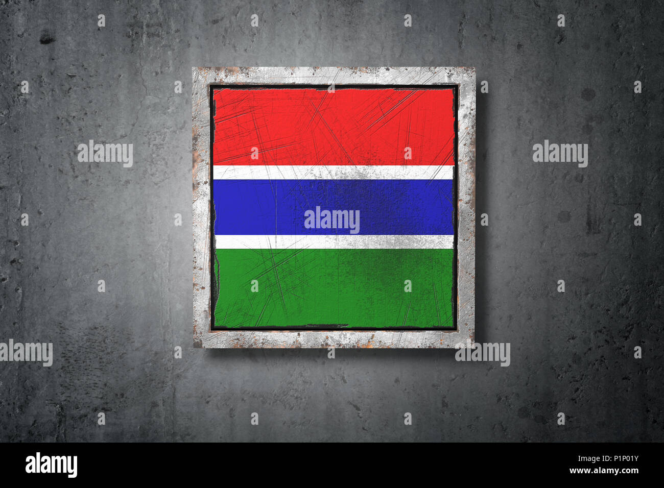 3d rendering of an old Gambia flag in a concrete wall Stock Photo - Alamy