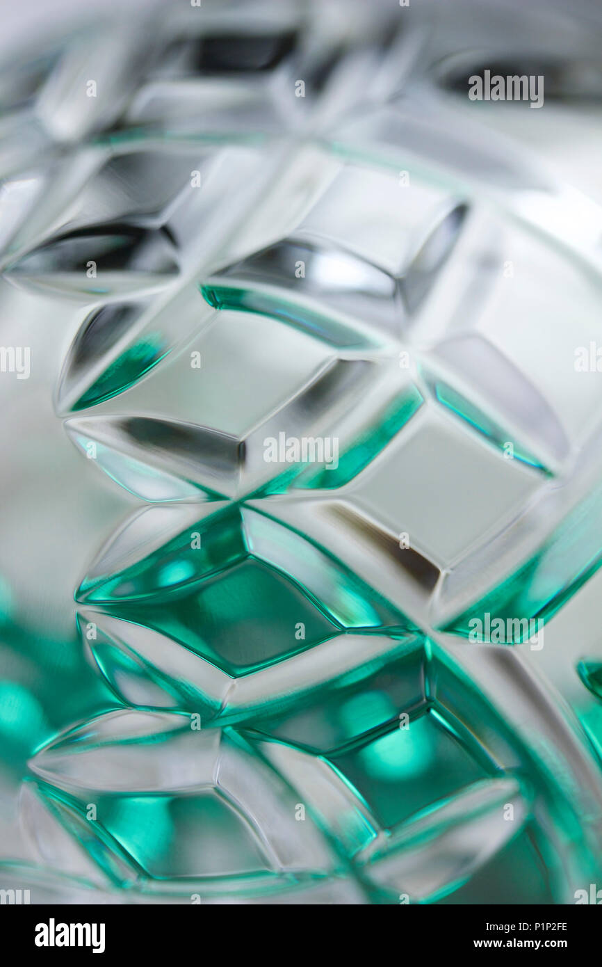 Macro view of beautiful modern handcut lead crystal glass facets Stock