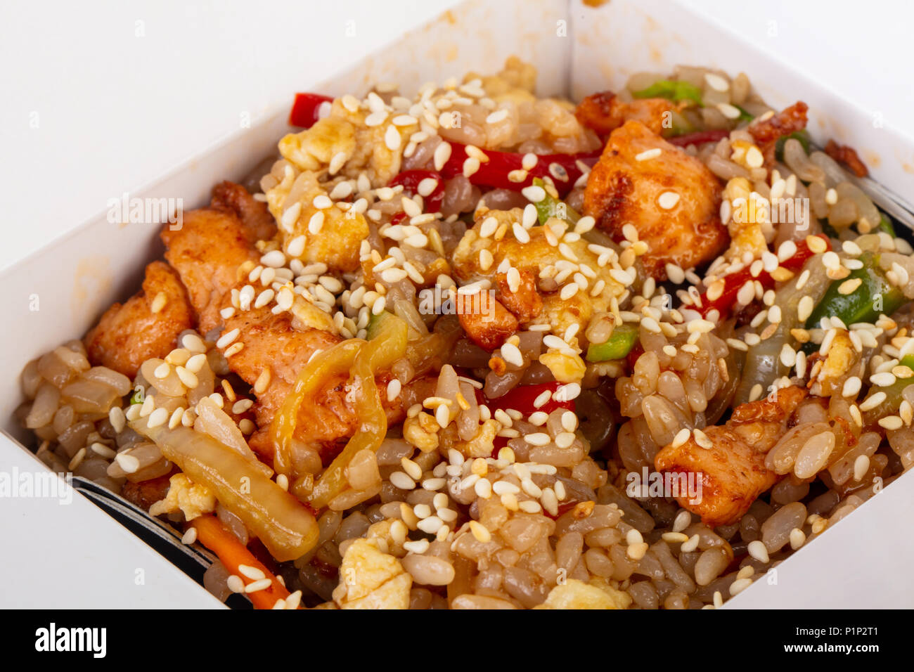 Fried rice with chicken and egg Stock Photo - Alamy