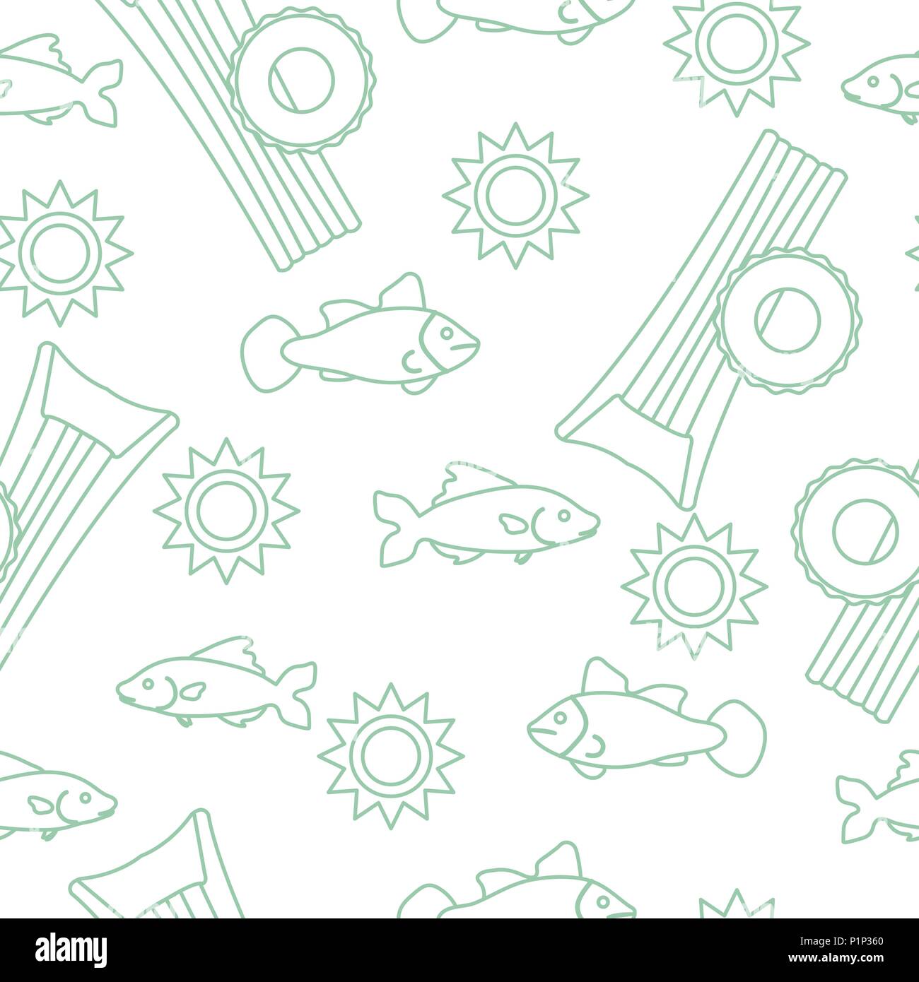 Seamless pattern with inflatable mattress, inflatable circle. Summer leisure. Stock Vector
