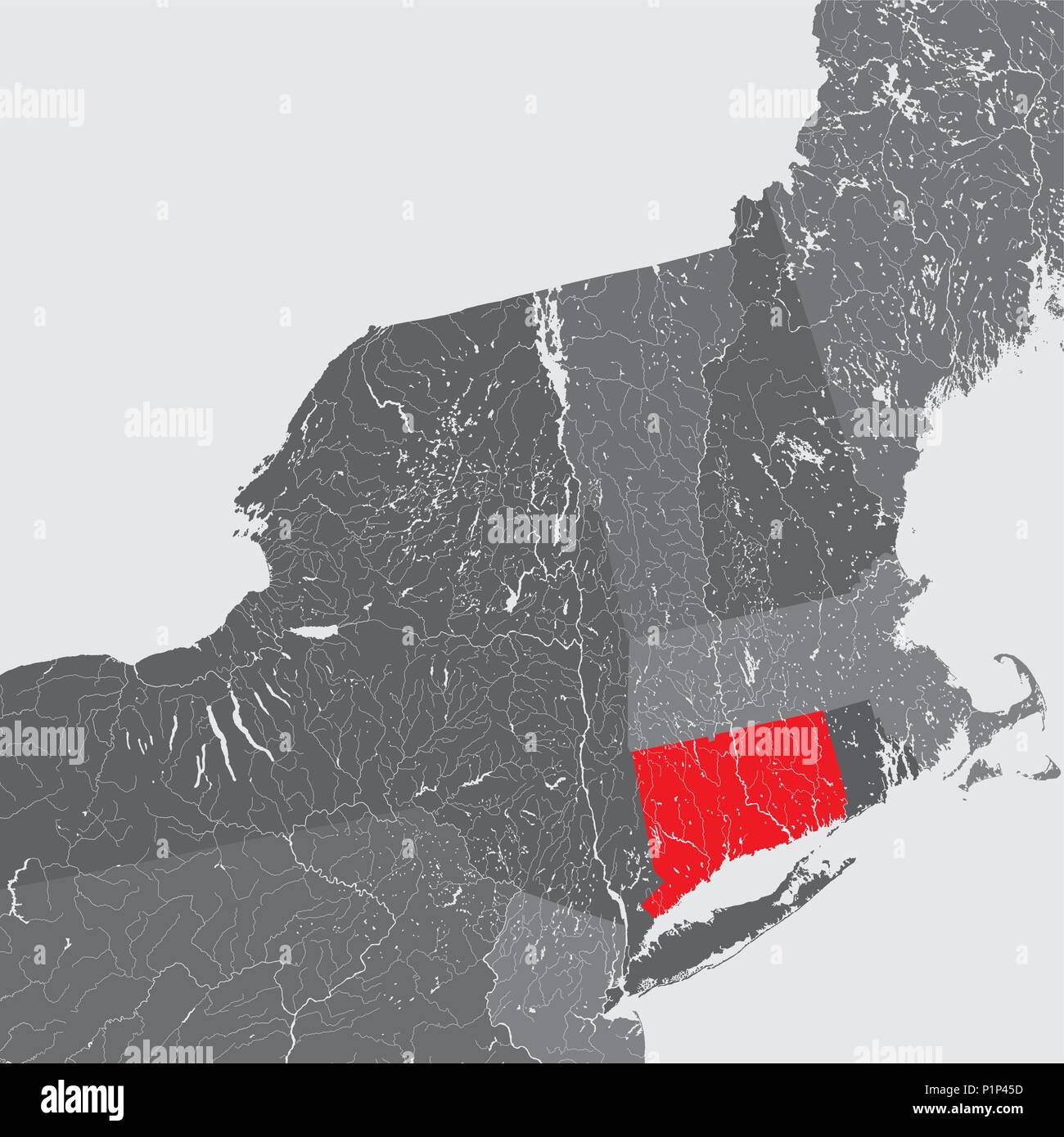 U.S. states Northeastern United States Connecticut hand made map