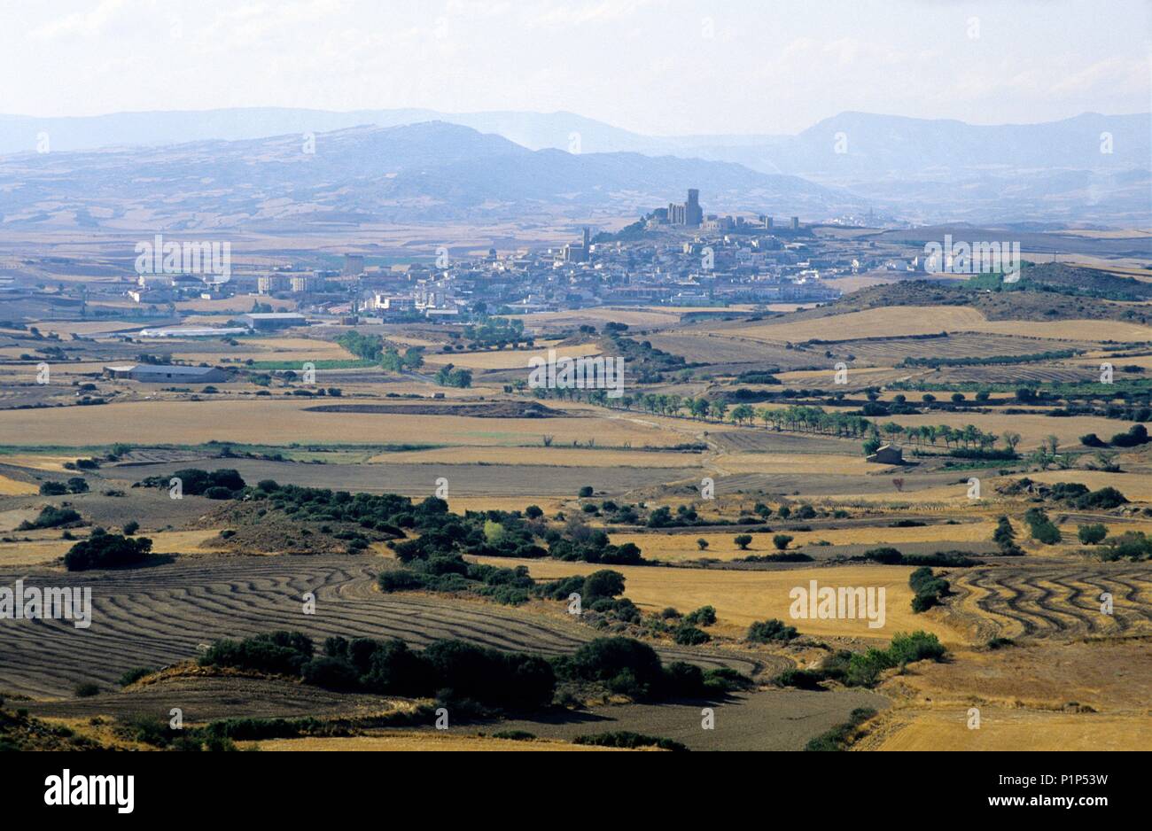 Artajona; landscape and village; cereal fields Stock Photo - Alamy