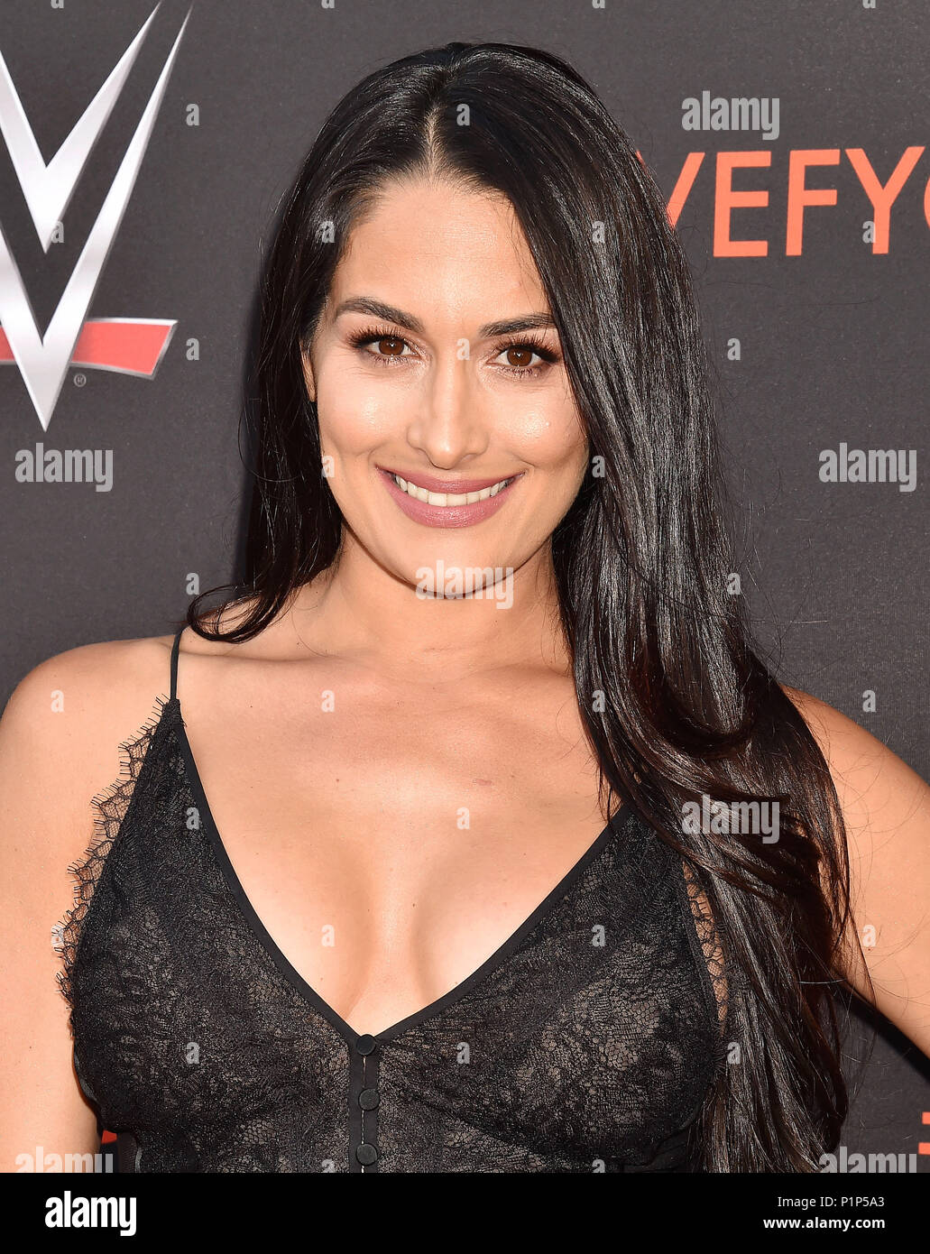 NORTH HOLLYWOOD, CA - JUNE 06: Nikki Bella attends WWE's first-ever Emmy 'For Your Consideration' event at Saban Media Center on June 6, 2018 in North Hollywood, California. Stock Photo