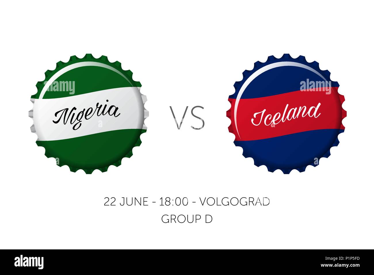 Soccer championship - Nigeria VS Iceland - 22 June Stock Vector