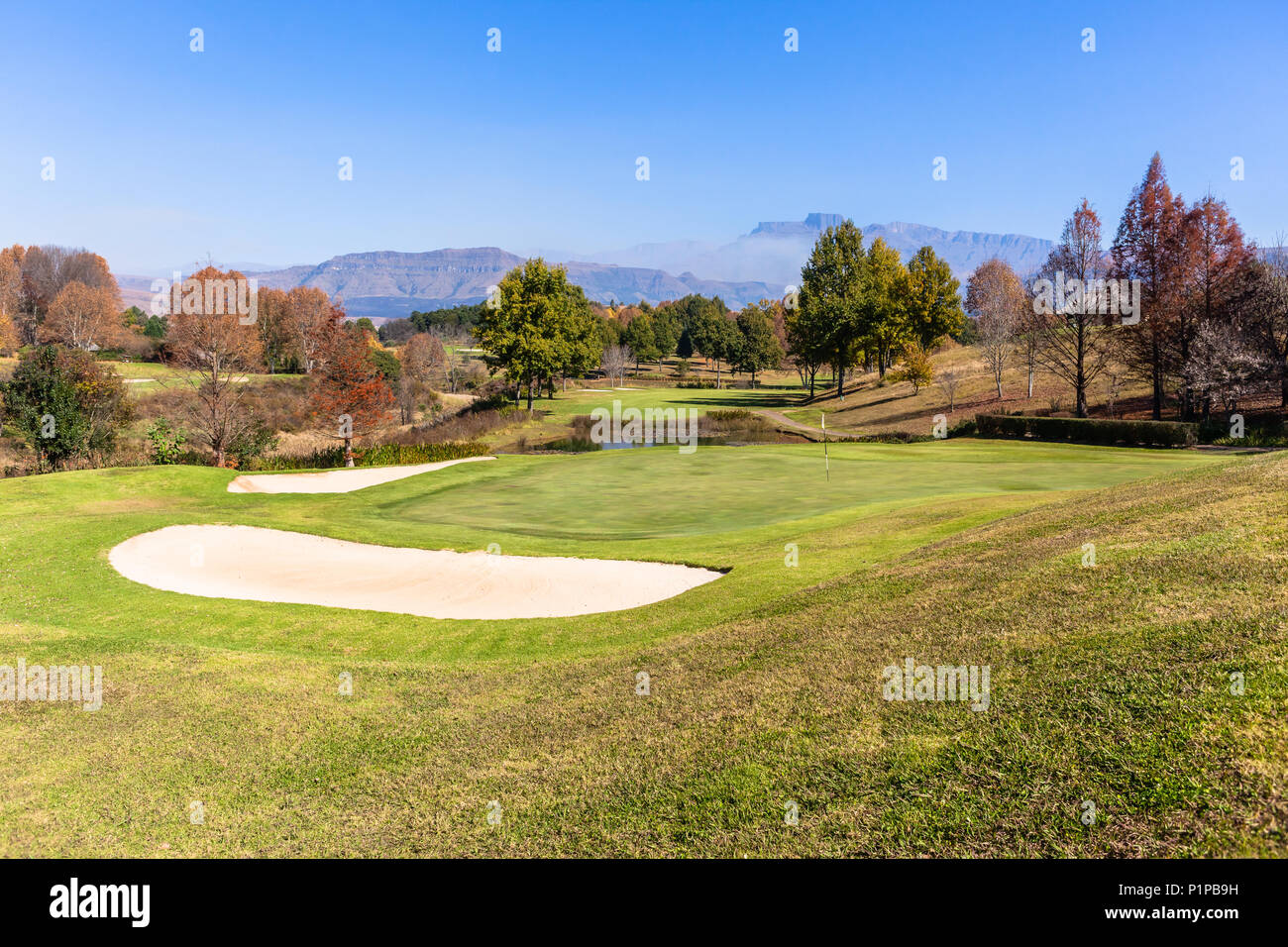 Champagne sports golf course landscape overlooking valley in autumn Champagne sports golf course landscape overlooking valley in autumn