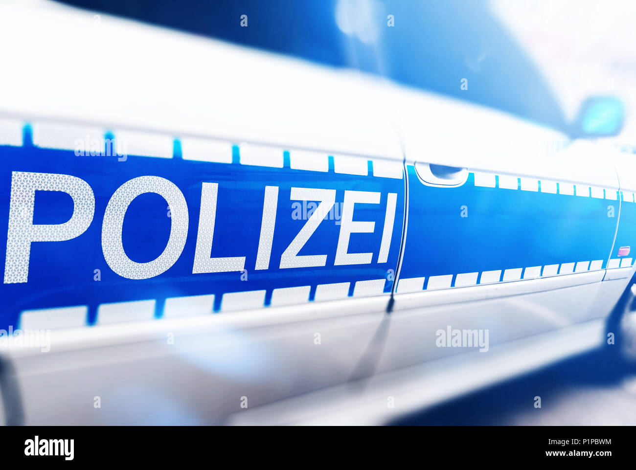 close-up of side of German police car Stock Photo