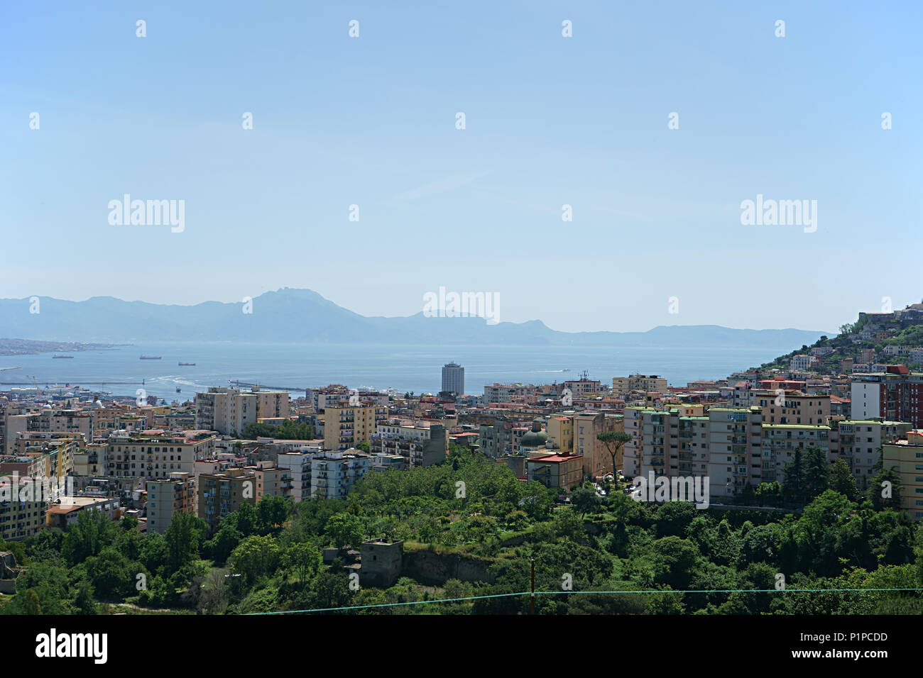 Landscape of Naples, from Vomero district, Italy Stock Photo