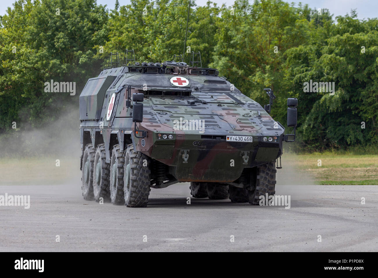 FELDKIRCHEN / GERMANY - JUNE 9, 2018: German armoured medical carrier ...