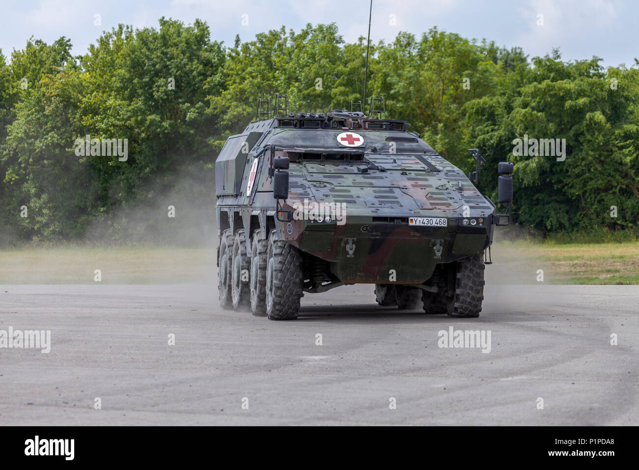 FELDKIRCHEN / GERMANY - JUNE 9, 2018: German armoured medical carrier ...