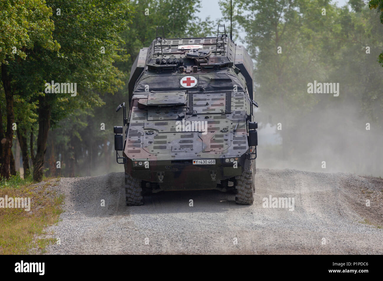 FELDKIRCHEN / GERMANY - JUNE 9, 2018: German armoured medical carrier ...