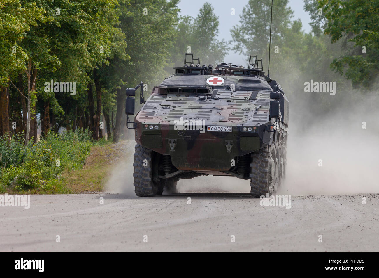 FELDKIRCHEN / GERMANY - JUNE 9, 2018: German armoured medical carrier ...