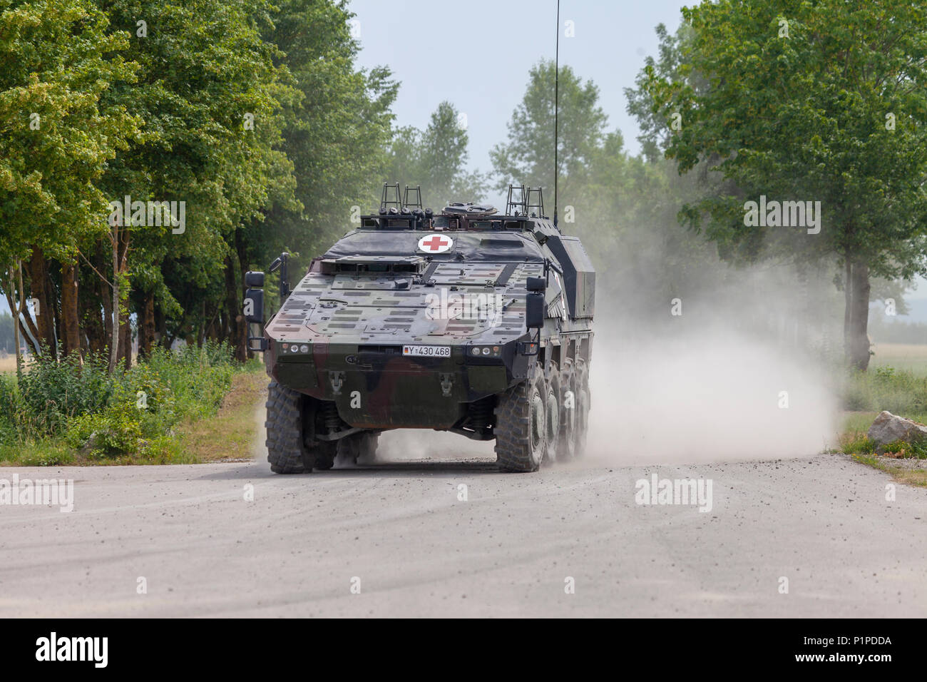 FELDKIRCHEN / GERMANY - JUNE 9, 2018: German armoured medical carrier ...