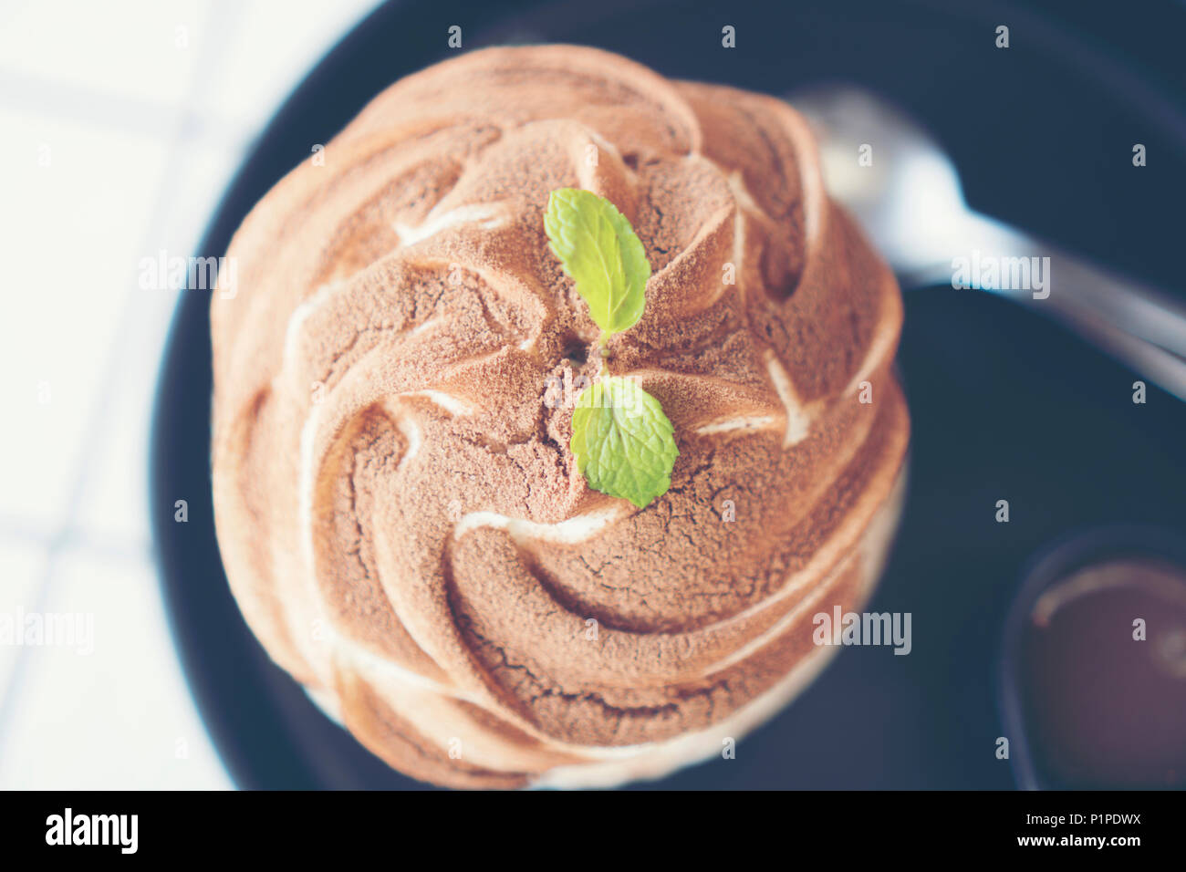 chocolate icecream with whipping cream Stock Photo Alamy