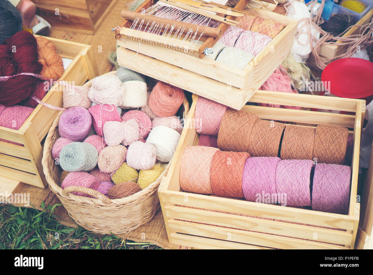 Yarn dyed from natural dyes Stock Photo Alamy