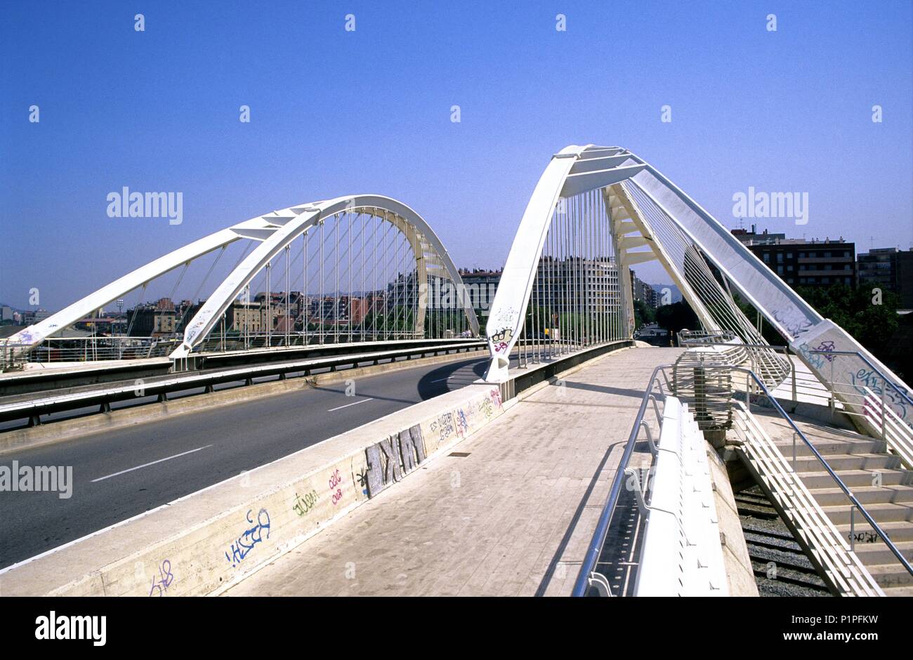 Felipe II or Bac de Roda bridge (by architect: Santiago Calatrava). Stock Photo