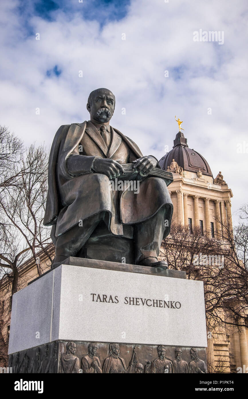 Taras Shevchenko Monument on the Manitoba Legislative Grounds; Winnipeg, Manitoba, Canada Stock Photo