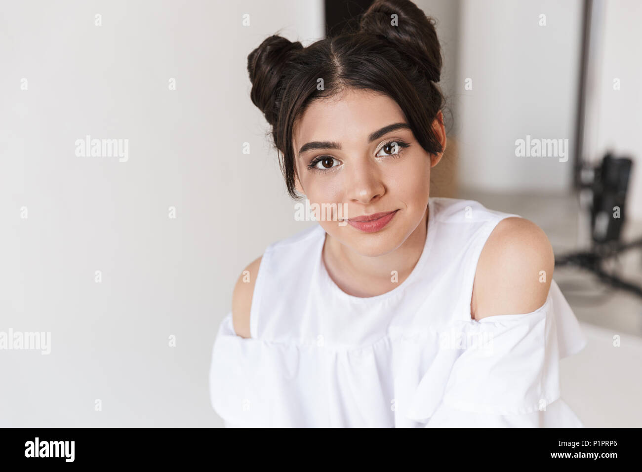 Portrait Closeup Of European Teenage Girl 20s With Double