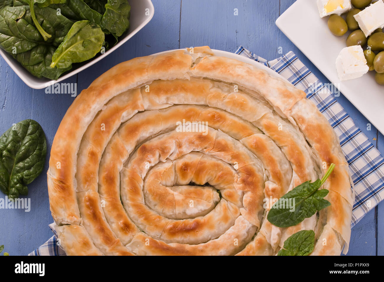 Greek spinach pie Stock Photo Alamy