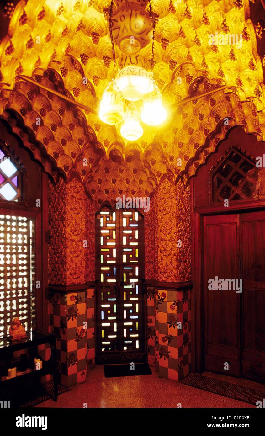 modernist Casa Vicens house, (by Gaudí); interior smoking room Stock