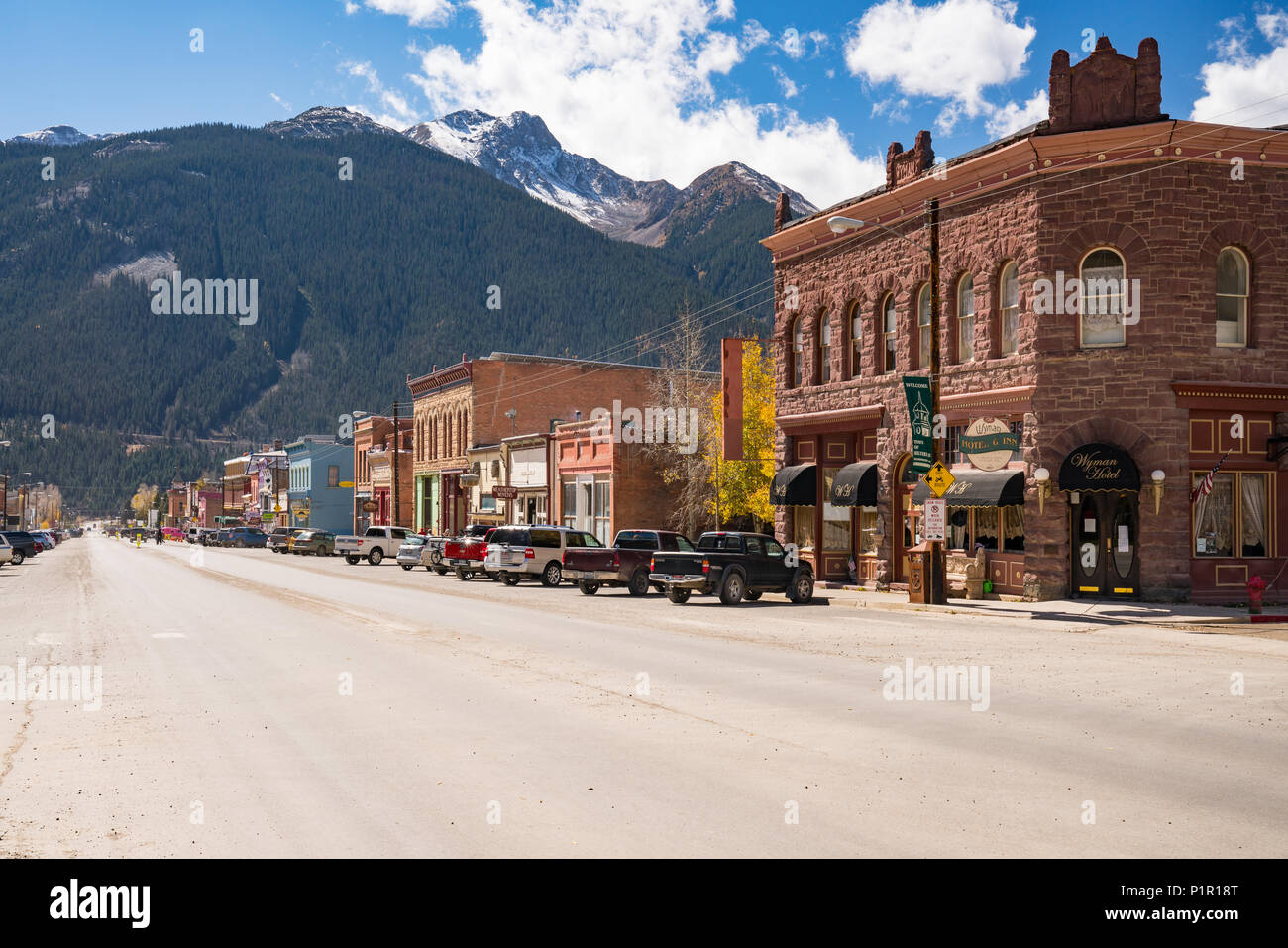 SILVERTON, CO - OCTOBER 5, 2018: Downtown of the historic mining town of Silverton, Colorado Stock Photo