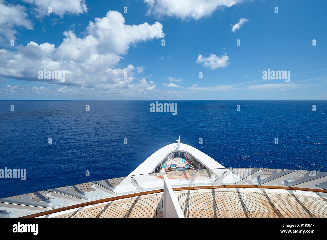 Seascape view from ship open deck on sunny day Stock Photo