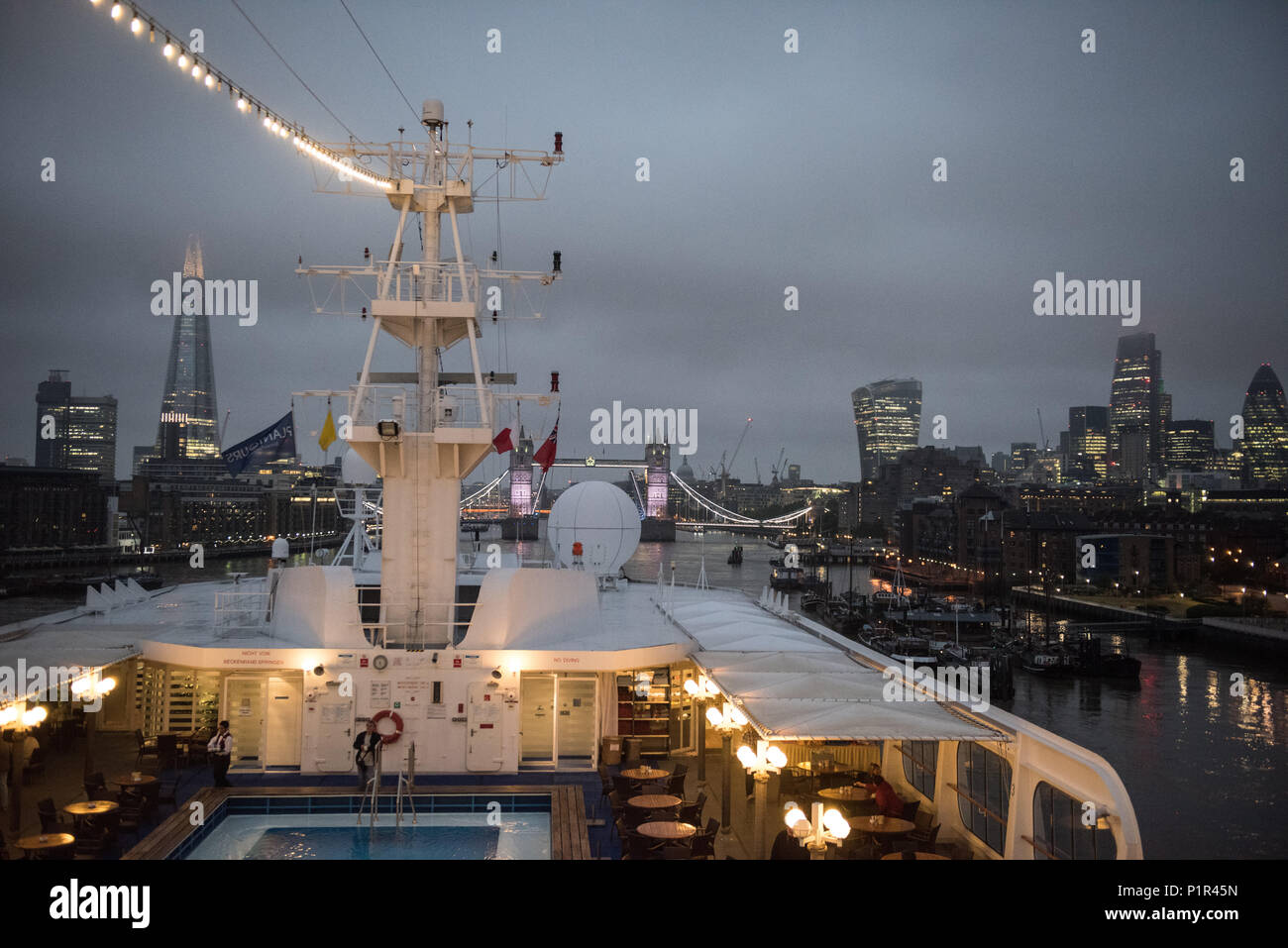 London, Great Britain, departure from MS Hamburg Stock Photo