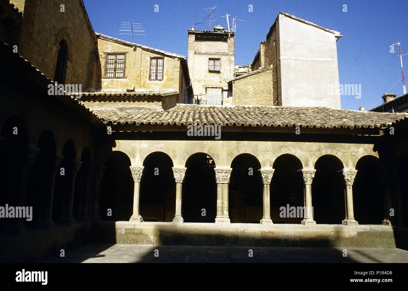 Huesca, San Pedro el Viejo romanesque cloister (architecture). Stock Photo
